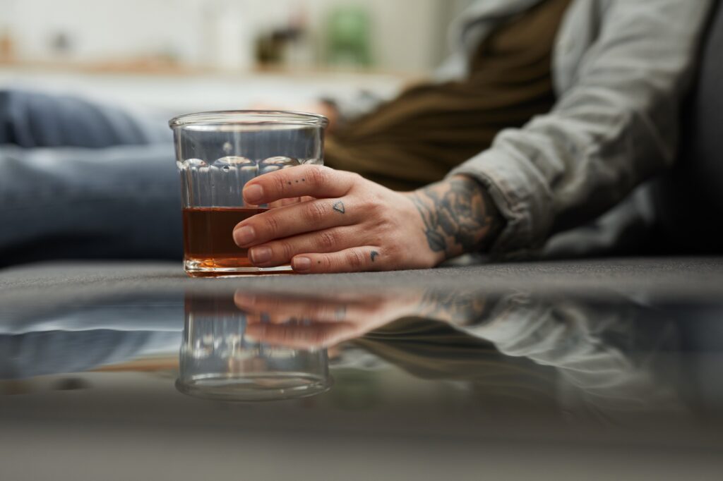 Woman relaxing with alcohol